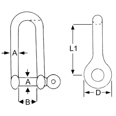 Proboat Stainless Steel Long Dee Shackles
